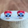 Ohrstecker Dia de los muertos Skelett mit Blumen für Halloween