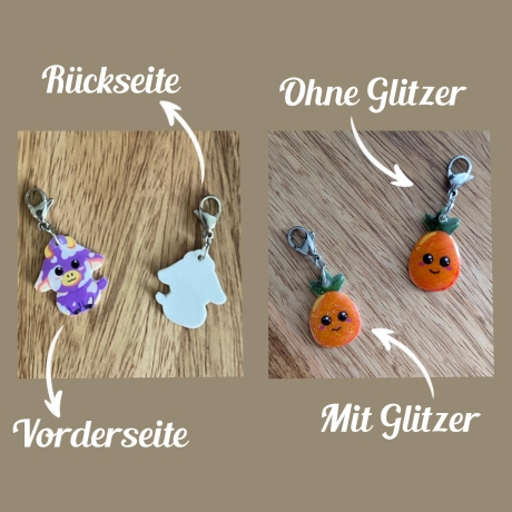 Charms und Anhänger mit Obst, Biene, Waffel, Eis, Kühe und mehr