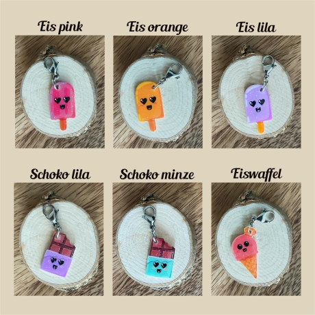 Charms und Anhänger mit Obst, Biene, Waffel, Eis, Kühe und mehr