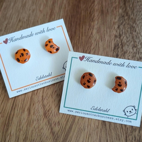 Ohrringe angebissene Kekse mit Chocolate Chips für Cookie Fans