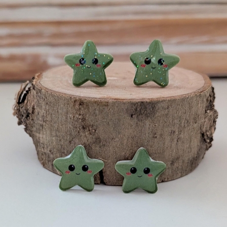 Ohrringe Stern mit Glitzer in Pastellfarben 
