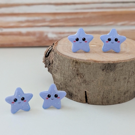 Ohrringe Stern mit Glitzer in Pastellfarben 