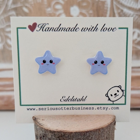 Ohrringe Stern mit Glitzer in Pastellfarben 
