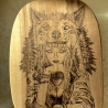 Fantasy Wanddeko I Deko aus Teakholz handgemacht – Mystisches Wolfs- Fantasymotiv auf massivem Holz 25,5 × 19 cm