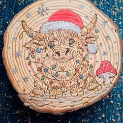 Baumscheibe Weihnachtskuh –handgebrannt |Geschenkidee Weihnachten Baumscheibe Weihnachtskuh –handgebrannt |Geschenkidee Weihnachten