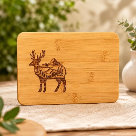 Frühstücksbrett aus Holz mit Waldtier-Gravur – handgefertigtes Brotzeitbrett | nachhaltige Geschenkidee für Naturliebhaber & Genießer