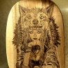 Fantasy Wanddeko I Deko aus Teakholz handgemacht – Mystisches Wolfs- Fantasymotiv auf massivem Holz 25,5 × 19 cm
