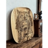 Fantasy Wanddeko I Deko aus Teakholz handgemacht – Mystisches Wolfs- Fantasymotiv auf massivem Holz 25,5 × 19 cm