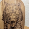 Fantasy Wanddeko I Deko aus Teakholz handgemacht – Mystisches Wolfs- Fantasymotiv auf massivem Holz 25,5 × 19 cm