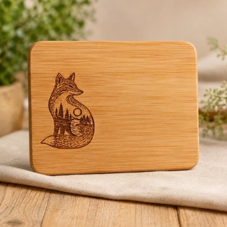 Frühstücksbrett aus Holz mit Waldtier-Gravur – handgefertigtes Brotzeitbrett | nachhaltige Geschenkidee für Naturliebhaber & Genießer