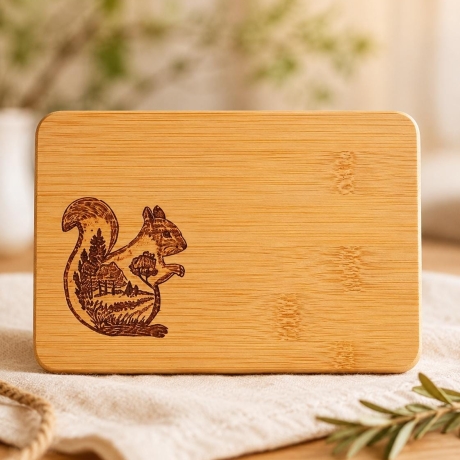 Frühstücksbrett aus Holz mit Waldtier-Gravur – handgefertigtes Brotzeitbrett | nachhaltige Geschenkidee für Naturliebhaber & Genießer