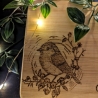 Frühstücksbrettchen aus Holz mit Rotkehlchen – Brotzeitbrett mit Gravur in Pyrographie | nachhaltiges, personalisierbares Geschenk