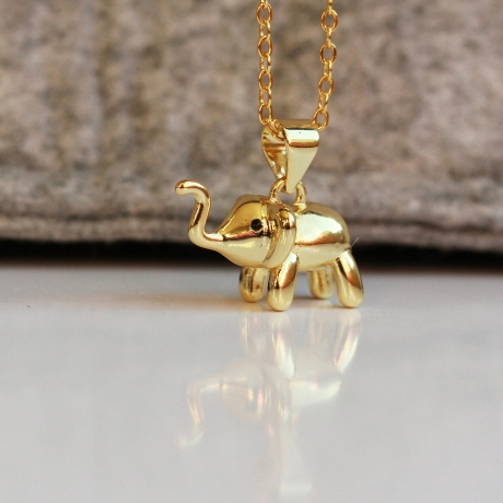 Halskette Elefant Gold Sterlingsilber Kette vergoldet Krafttier 