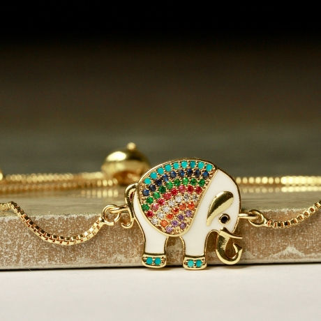 Armband Emaille Elefant Zirkonia als tierisch schönes Geschenk