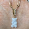 Teddybär Paperclip Kette weiß ein Bärchen Schmuck aus Acryl als fröhliches Geschenk für sie