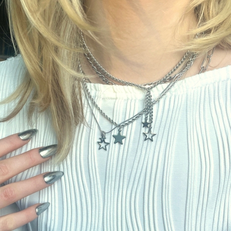 Kette Edelstahl Stern Schlangenkette mit kleinem Sternenhimmel