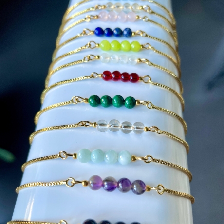 Geburtsstein Armband Edelsteine mit Schiebeperle