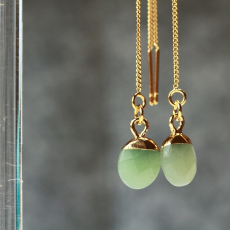 Jade Ohrringe Durchziehohrringe Edelstein Schmuck Weihnachten