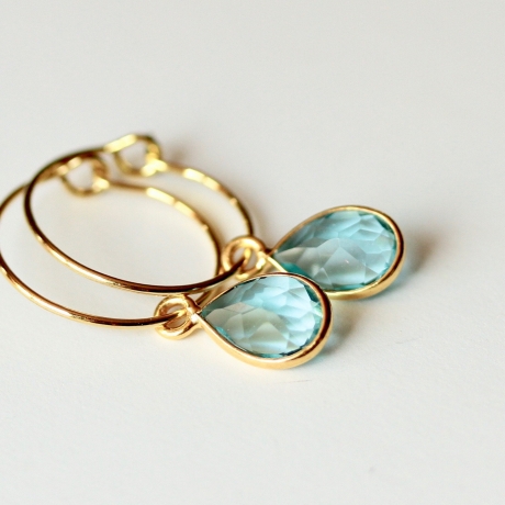 Creolen Topas Ohrringe / Himmlische Ohrringe / Edelstein Schmuck / Geschenk für Sie / Origineller Schmuck / Geburtsstein Dezember / Kreolen