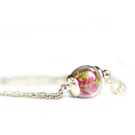 Armband echte Blüten mit Moos in Glaskugel / Geschenk