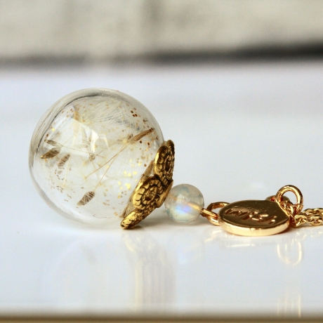 Pusteblumen Kette Mondstein Glitzer wish 
