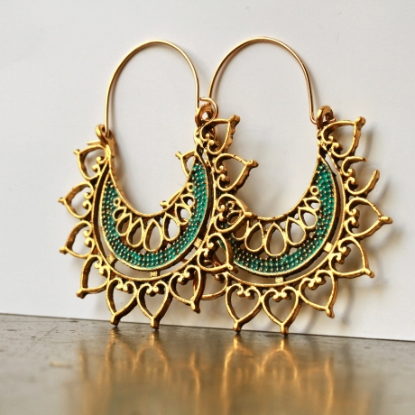 Vintage Creolen Boho antikgold mit Patina