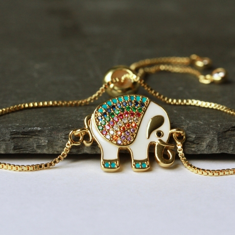 Armband Emaille Elefant Zirkonia als tierisch schönes Geschenk