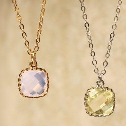 Kette Lemonquarz rosa Chalzedon / Geschenk für Sie / handgemacht