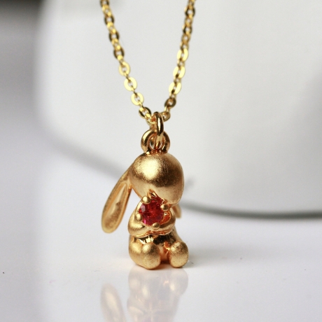 Kette Hase Zirkonia Sterlingsilber Gold Osterhase Valentinstag