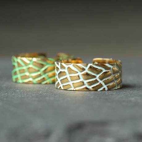 Vintage Ring Patina Kroko / Geschenk für Sie / Reptilien Schmuck