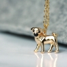 Kette Hund Mops Sterlingsilber vergoldeter Tierschmuck