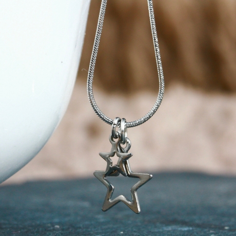 Kette Edelstahl Stern Schlangenkette mit kleinem Sternenhimmel