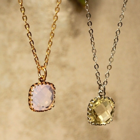 Kette Lemonquarz rosa Chalzedon / Geschenk für Sie / handgemacht