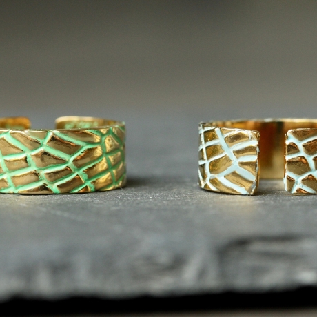 Vintage Ring Patina Kroko / Geschenk für Sie / Reptilien Schmuck