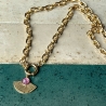 Kette Fächer Amethyst Lagenlook mit massiver Gliederkette