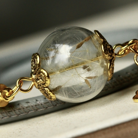 Lederarmband Pusteblumen / Wickellederarmband Pusteblume