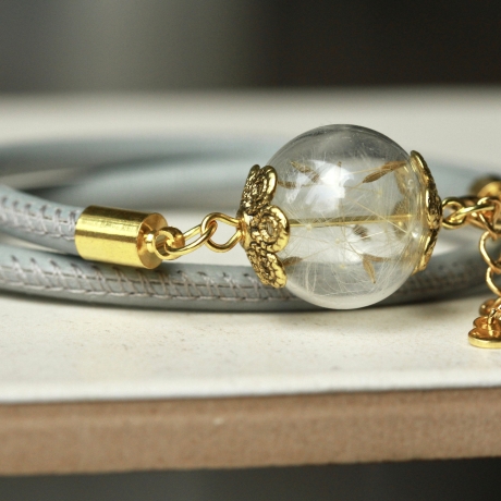 Lederarmband Pusteblumen / Wickellederarmband Pusteblume