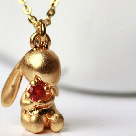 Kette Hase Zirkonia Sterlingsilber Gold Osterhase Valentinstag
