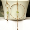 Ohrringe Edelsteine Gold Peridot Rohstein mit Rosenquarz Perlen
