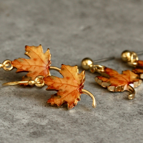 Blatt Ohrringe Ahorn / Natur Schmuck / Wald Ohrringe