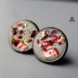 Ohrstecker Beton Glitzer Flakes in rot als persönliches Geschenk 