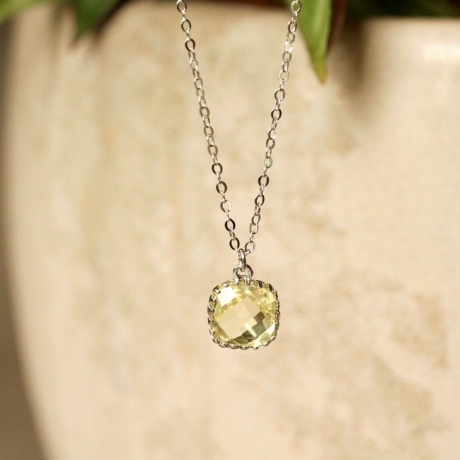 Kette Lemonquarz rosa Chalzedon / Geschenk für Sie / handgemacht