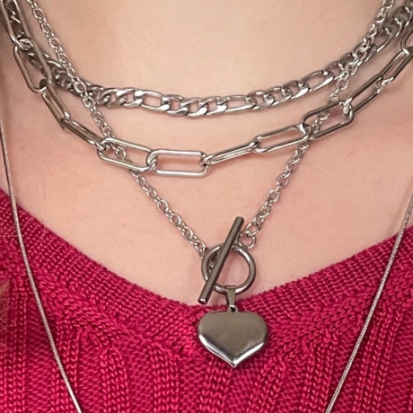 Kette Edelstahl Herz Gliederkette 