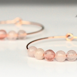 Perlen Creole Rosenquarz aus 316L Edelstahl roségoldfarben Perlen Creole Rosenquarz aus 316L Edelstahl roségoldfarben