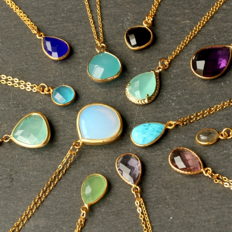 Edelstein Kette Gold / Schmuck mit Edelsteinen / Geschenk für Sie