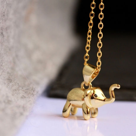 Halskette Elefant Gold Sterlingsilber Kette vergoldet Krafttier 
