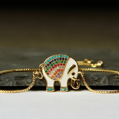 Armband Emaille Elefant Zirkonia als tierisch schönes Geschenk