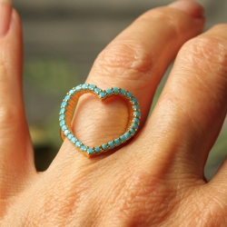 Ring Herz Türkis Gold / Geschenk für Sie / Geschenk für Verliebte