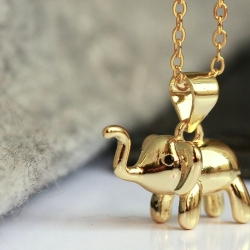 Halskette Elefant Gold Sterlingsilber Kette vergoldet Krafttier 