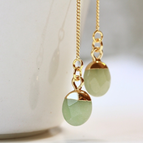 Jade Ohrringe Durchziehohrringe Edelstein Schmuck Weihnachten